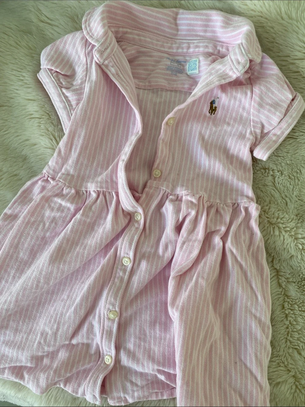 Ralph Lauren Light Pink & White Striped Polo Dress